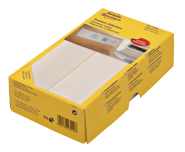 Etiquette affranchissement Avery 3440 163x43mm 500 pcs