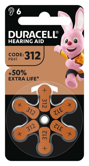 Pile Duracell Hearing DA312 Ø7,9mm 180mAh 6 pièces