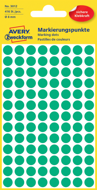 Etiquette Avery 3012 ronde 8mm vert 416 étiquettes