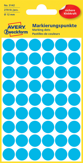 Etiquette Avery 3142 ronde 12mm bleu 270 pcs