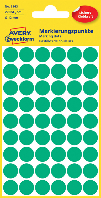 Etiquette Avery 3143 ronde 12mm vert 270 étiquettes