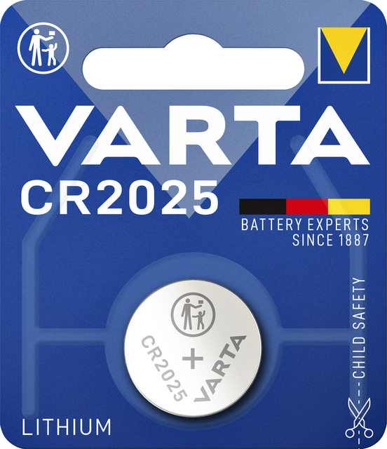Pile bouton Varta CR2025 lithium blister 1 pièce