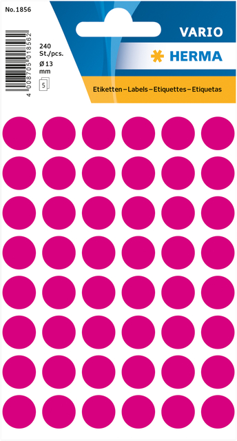 Etiquette HERMA 1856 rond 13mm rose 240 pièces