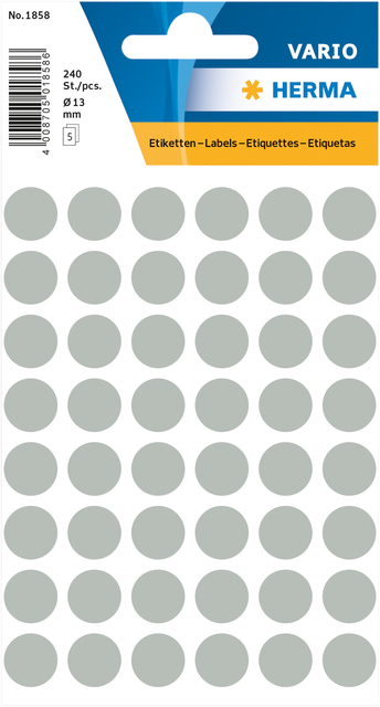 Etiquette HERMA 1858 rond 13mm gris 240 pièces