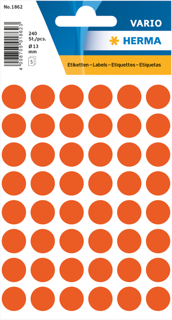 Etiquette HERMA 1862 rond 12mm rouge 240 pièces