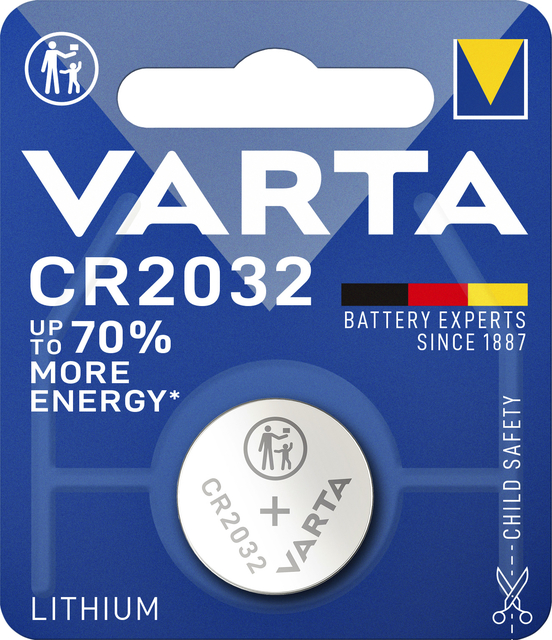 Pile bouton Varta CR2032 lithium blister 1 pièce