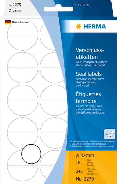 Etiket HERMA 2279 32mm transparant 240 stuks