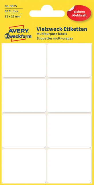 Etiket Avery Zweckform 3075 32x23mm wit 60 etiketten
