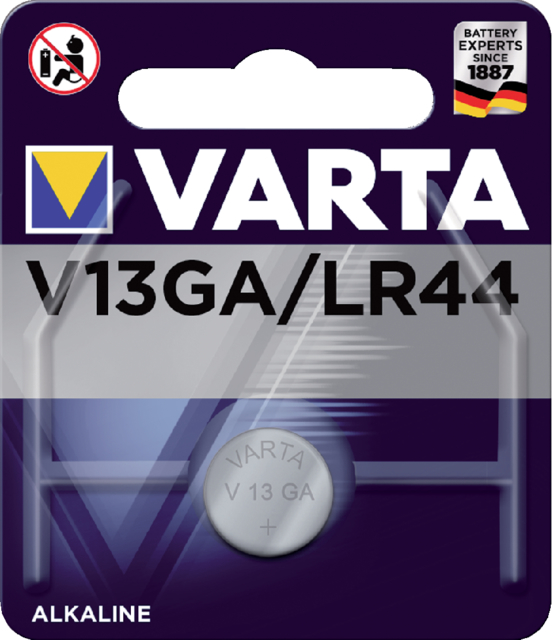 Batterij Varta knoopcel V13GA alkaline blister à 1stuk