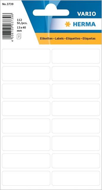Etiquette HERMA 3739 13x40mm blanc 112 pièces
