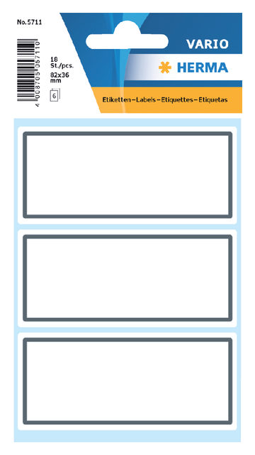 Etiquette cahier HERMA 5711 36x80mm cadre gris 18 pièces