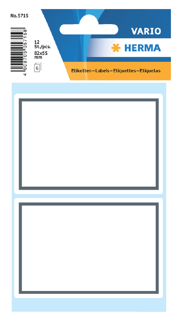 Etiquette cahier HERMA 5715 53x80mm cadre gris 12 pièces