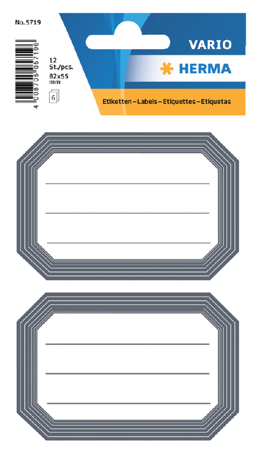 Etiket HERMA 5719 82x55mm schrift grijze rand 12 stuks