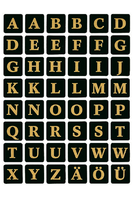 Etiquette HERMA 4130 lettres A-Z or sur noir 13x13mm