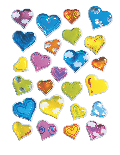 Etiquette HERMA 5217 Coeurs multicolores 3D