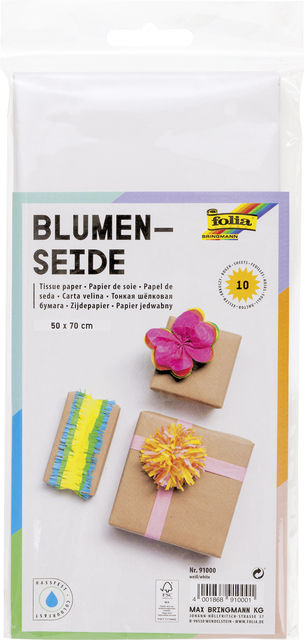 Papier de soie Folia 50x70cm 20g nr 00 blanc 5 feuilles