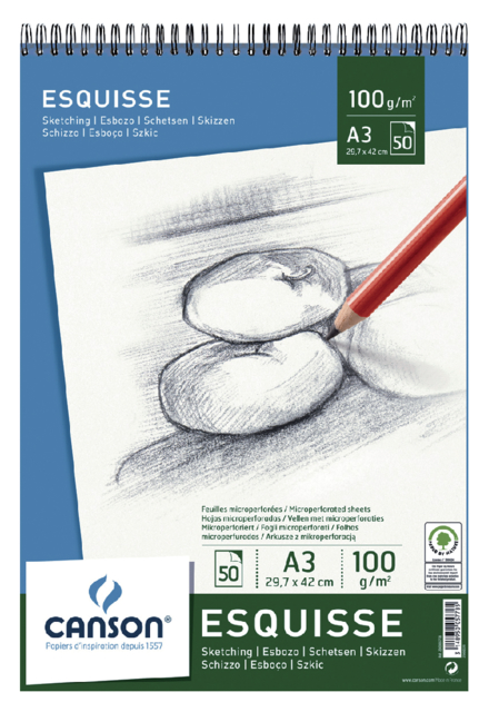 Bloc à croquis Canson Graduate A3 96g 40 feuilles