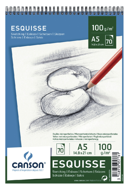 Bloc à croquis Canson Graduate A5 96g 40 feuilles