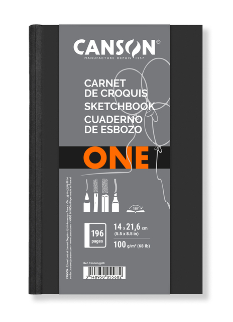 Carnet de croquis Canson Art Book One Couverture rigide 140x216mm 98 feuilles blanches 100g