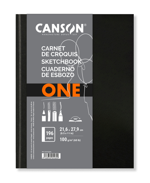 Schetsboek Canson Art Book One hardcover 98vel 100gr 216x279mm wit