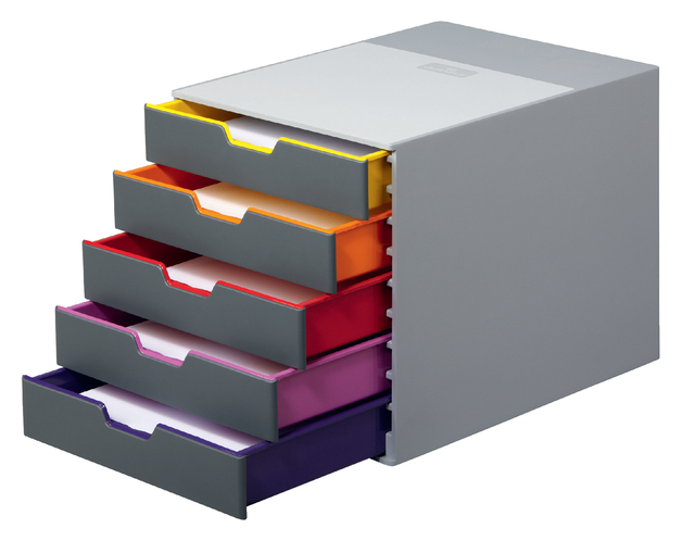 Module à tiroirs Durable Varicolor 5 tiroirs gris
