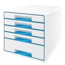 Module tiroirs Leitz WOW 5 tiroirs blanc/bleu