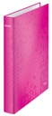 Classeur Leitz WOW A4 maxi 4 anneaux méc-D 25mm rose