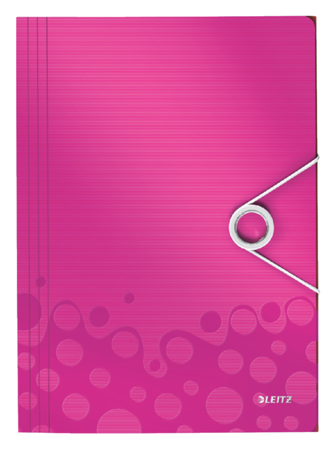 Elastomap Leitz WOW A4 3 kleppen PP roze