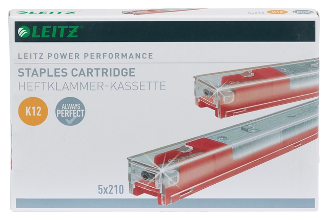 Agrafes Leitz cassette K12 26/12 zingué 1050 pièces