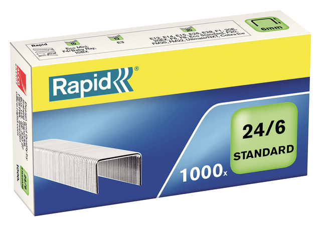 Agrafes Rapid 24/6 galvanisé standard 1000 pièces