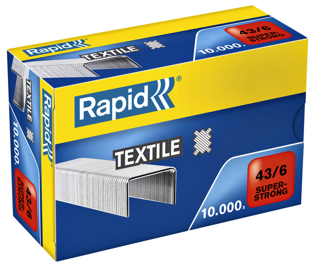 Agrafes Rapid 43/6 textile galvanisé strong 10.000 pièces