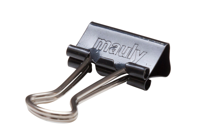 Pince à papier MAUL 215 Foldback 19mm noir 12 pièces