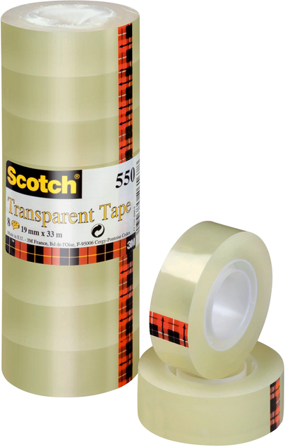 Ruban adhésif Scotch 550 33mx19mm transparent 8 rouleaux