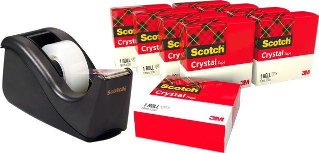 Ruban adhésif Scotch Crystal 600 19mmx33m transparent + dévidoir C60