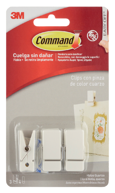 Bevestigingsstrip Command 3 springclips wit