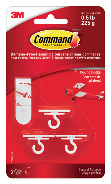 Plafondhaken Command inclusief bevestigingsstrip 3 stuks