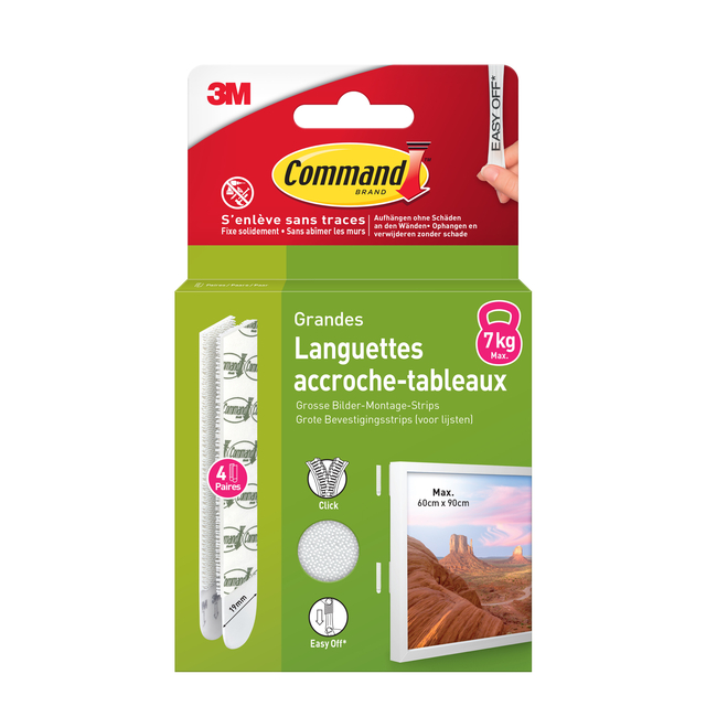 Languette auto-agrippante Command Click L 7,2kg blanc