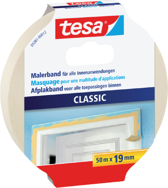 Afplaktape Tesa Classic 19mmx50m creme