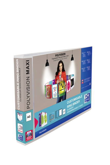 Classeur de présentation Oxford Polyvision Maxi A3 paysage 4 ann méc-D 30mm transparent