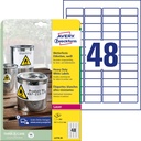 Etiquette Avery L4778-20 45,7x21,2mm polyester blanc 960 pièces