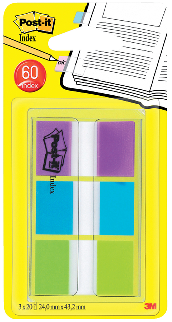 Marque-pages Post-it 680 24x43,2mm assorti 60 pièces