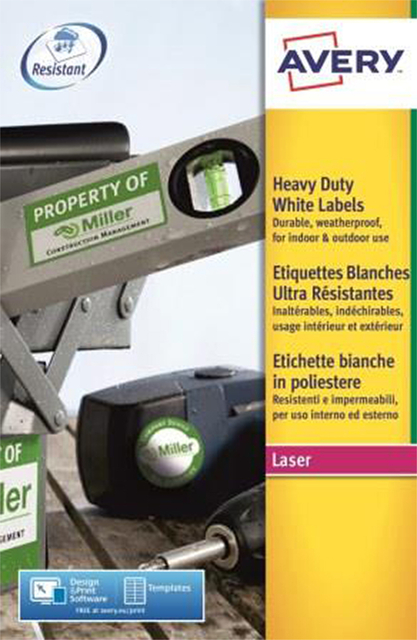 Etiket Avery L7060-20 63.5x38.1mm polyester wit 420 etiketten