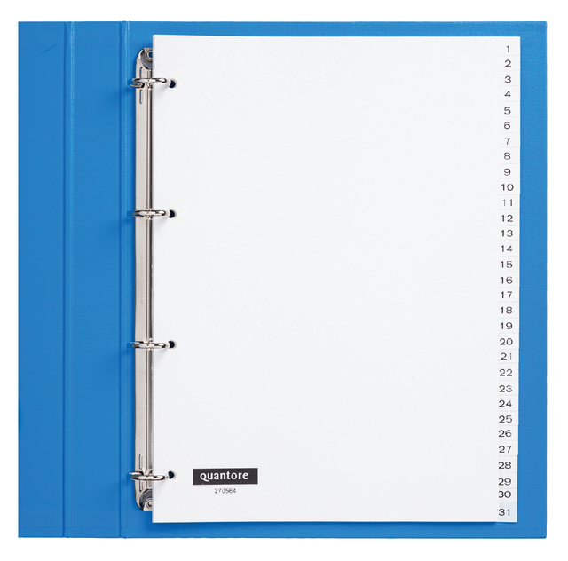 Intercalaire Quantore 4 perforations numéro 1-31 PP blanc