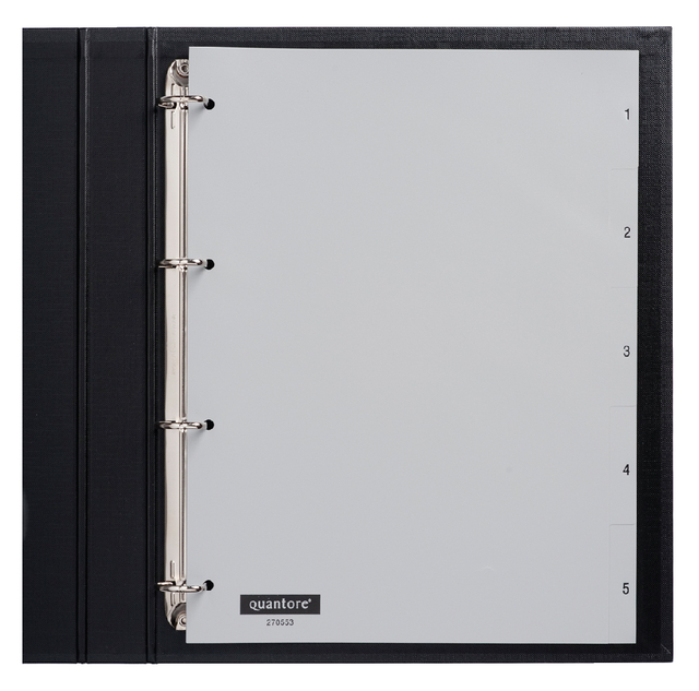 Intercalaire Quantore 4 perforations numéro 1-5 PP gris