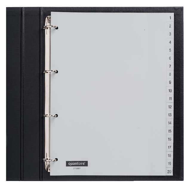Intercalaires Quantore 4 perforations numéro 1-20 PP gris