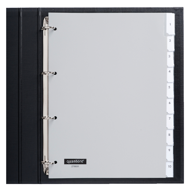 Intercalaire Quantore 4 perforations 10 onglets+fenêtre PP gris