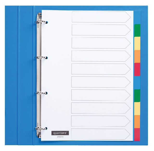 Intercalaire Quantore 4 perforations 10 onglets PP assorti