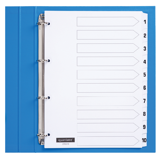 Intercalaire Quantore 4 perforations numéro 1-10 carton blanc