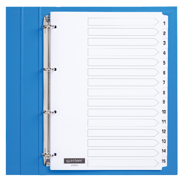 Intercalaire Quantore 4 perforations numéro 1-15 carton blanc
