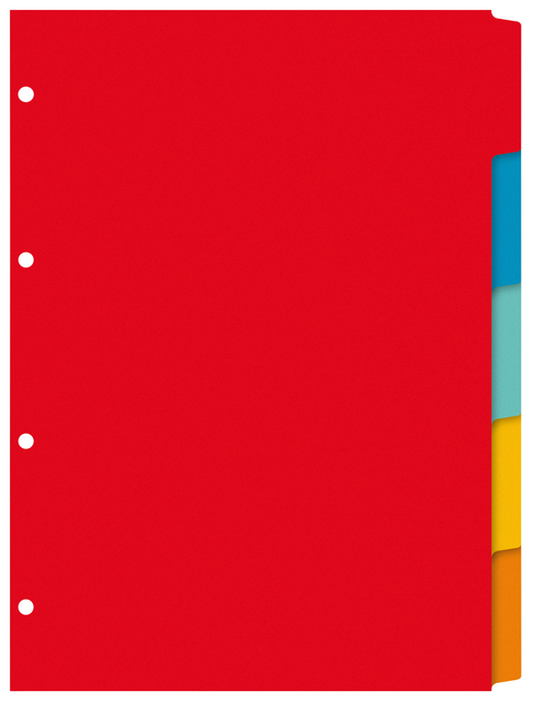 Intercalaire Kangaro PE405 A4 4 perforations 5 onglets carton assorti